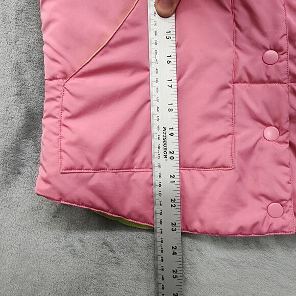 Roper Vest Womens S Pink Tan Neon Green Reversible Puffer Snap Western Retro - Picture 13 of 14